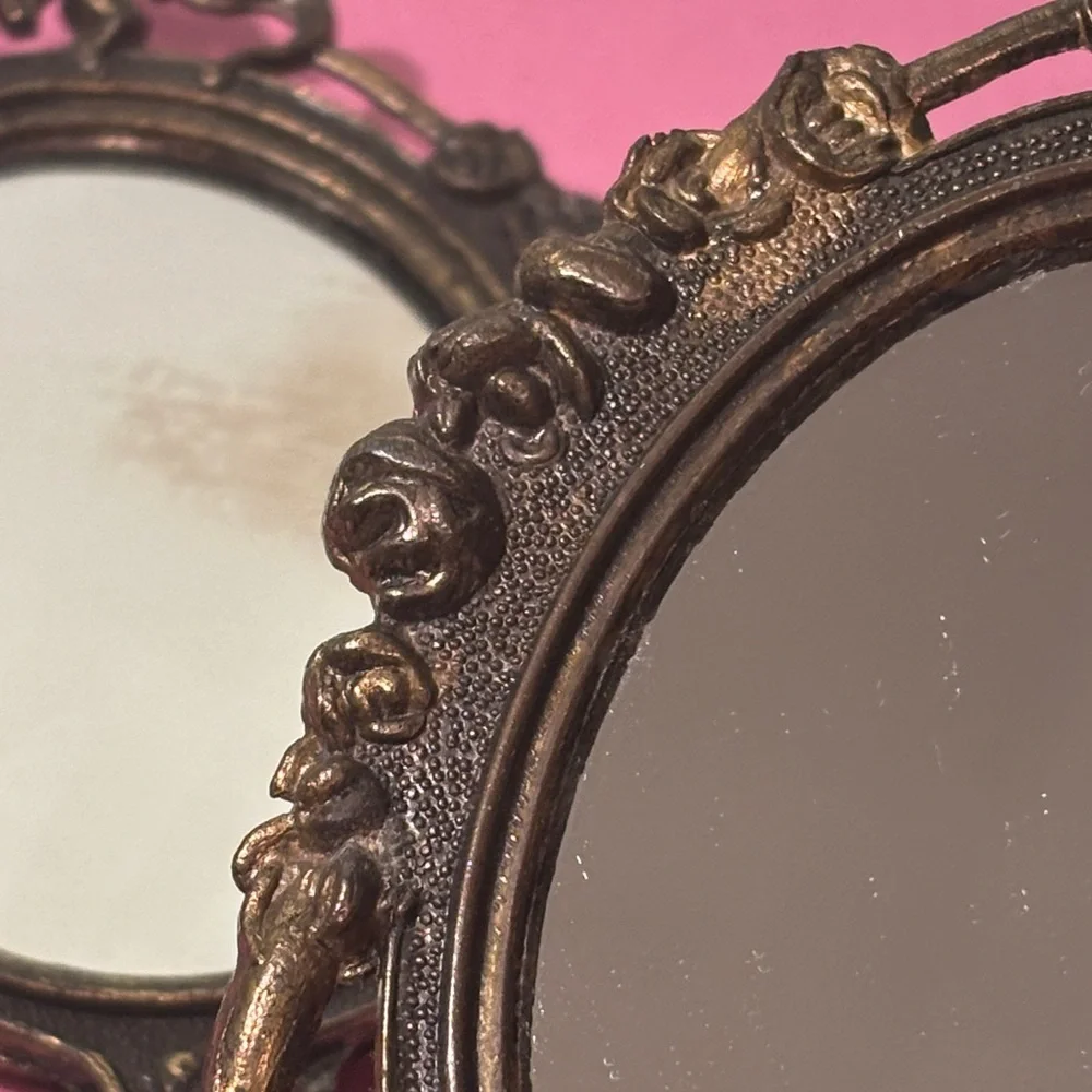 Vintage Ornate Style Bronze Wall Mirrors - Pair